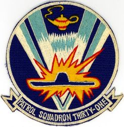 Patrol Squadron 31 (VP-31)
Established as Patrol Squadron THIRTY ONE (VP-31) "Genies" on 30 Jun 1960, the second squadron to be assigned the VP-31 designation. Disestablished on 1 Nov 1993.

Lockheed P-2V-5/SP-2E Neptune, 1960
Lockheed P-2V-7/SP-2H Neptune, 1960
Martin P5M-2/SP-5B Marlin, 1960
Douglas R5D-5/VC-54S Skymaster, 1960-1961
Lockheed R7V-1/C-121J Constellation, 1961
Grumman UF-1/SHU-16B Albatross, 1961
Lockheed P-3A Orion, 1963-1965
Lockheed P-3B Orion, 1965-1970
Lockheed P-3C Orion, 1970-1974
Lockheed P-3F Orion, 1974-1975
Lockheed P-3C UI Orion, 1975-1977
Lockheed P-3C UII.5 Orion, 1983-1985
Lockheed P-3C UIII Orion, 1985-1986
Lockheed TP-3A Orion, 1986-1993

Insignia (1st) “Genies” approved by CNO on 25 July 1962.

