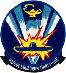Patrol Squadron 31 (VP-31)
Established as Patrol Squadron THIRTY ONE (VP-31) "Genies" on 30 Jun 1960, the second squadron to be assigned the VP-31 designation. Disestablished on 1 Nov 1993.

Lockheed P-2V-5/SP-2E Neptune, 1960
Lockheed P-2V-7/SP-2H Neptune, 1960
Martin P5M-2/SP-5B Marlin, 1960
Douglas R5D-5/VC-54S Skymaster, 1960-1961
Lockheed R7V-1/C-121J Constellation, 1961
Grumman UF-1/SHU-16B Albatross, 1961
Lockheed P-3A Orion, 1963-1965
Lockheed P-3B Orion, 1965-1970
Lockheed P-3C Orion, 1970-1974
Lockheed P-3F Orion, 1974-1975
Lockheed P-3C UI Orion, 1975-1977
Lockheed P-3C UII.5 Orion, 1983-1985
Lockheed P-3C UIII Orion, 1985-1986
Lockheed TP-3A Orion, 1986-1993

Insignia (1st) “Genies” approved by CNO on 25 July 1962.

