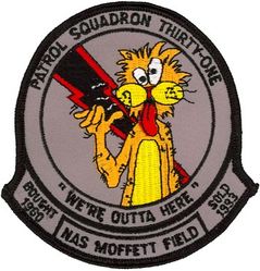 Patrol Squadron 31 (VP-31) Inactivation
Established as Patrol Squadron THIRTY ONE (VP-31) " Black Lightnings" on 30 Jun 1960, the second squadron to be assigned the VP-31 designation. Disestablished on 1 Nov 1993.

Lockheed TP-3A Orion
