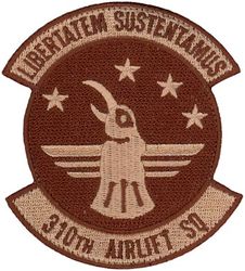 310th Airlift Squadron 
Translation: LIBERTATEM SUSTENTAMUS = Support for Freedom
Keywords: desert