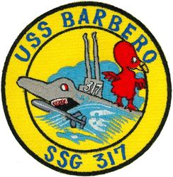 SSG-317 USS Barbero
USS Barbero (SS/SSA/SSG-317)
Class and type: Balao-class diesel-electric submarine
Builder: General Dynamics Electric Boat, Groton, Connecticut
Laid down: 25 Mar 1943
Launched: 12 Dec 1943
Commissioned: 29 Apr 1944
Decommissioned: 30 Jun 1950
Recommissioned: 28 Oct 1955
Decommissioned: 30 Jun 1964
Struck: 1 Jul 1964
Fate: Sunk as a target off Pearl Harbor on 7 Oct 1964
