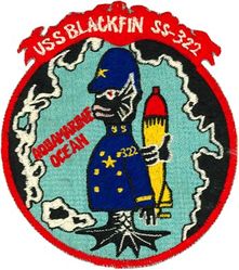 SS-322 USS Blackfin
Class and type: Balao-class diesel-electric submarine
Builder: Electric Boat Company, Groton, CT
Laid down: 10 Jun 1943
Launched: 12 Mar 1944
Commissioned: 4 Jul 1944
Decommissioned: 19 Nov 1948
Recommissioned: 15 May 1951
Decommissioned: 15 Sep 1972
Struck: 15 Sep 1972
Fate: Sunk as target off San Diego, CA, 13 May 1973
Displacement:	
1,526 long tons (1,550 t) surfaced
2,424 tons (2,463 t) submerged
Length. 	311 ft 9 in (95.02 m)
Beam. 27 ft 3 in (8.31 m)
Draft. 16 ft 10 in (5.13 m) maximum
Propulsion:	
4 × General Motors Model 16-278A V16 diesel engines driving electrical generators
2 × 126-cell Sargo batteries
4 × high-speed General Electric electric motors with reduction gears
2 × propellers
5,400 shp (4.0 MW) surfaced
2,740 shp (2.0 MW) submerged
Speed:	
20.25 knots (38 km/h) surfaced
8.75 knots (16 km/h) submerged
Range. 11,000 nautical miles (20,000 km) surfaced at 10 knots (19 km/h)
Endurance:	
48 hours at 2 knots (3.7 km/h) submerged
75 days on patrol
Test depth. 400 ft (120 m)
Complement. 10 officers, 70–71 enlisted
Armament:	
10 × 21-inch (533 mm) torpedo tubes
6 forward, 4 aft
24 torpedoes
1 × 5-inch (127 mm) / 25 caliber deck gun
Bofors 40 mm and Oerlikon 20 mm cannon
General characteristics (Guppy IA)
Displacement:	
1,830 tons (1,859 t) surfaced
2,440 tons (2,479 t) submerged
Length. 307 ft 7 in (93.75 m)
Beam. 27 ft 4 in (8.33 m)
Draft. 17 ft (5.2 m)
Propulsion:	
Snorkel added
Batteries upgraded to Sargo II
Speed:	
Surfaced:
17.3 knots (32.0 km/h) maximum
12.5 knots (23.2 km/h) cruising
Submerged:
15.0 knots (27.8 km/h) for ½ hour
7.5 knots (13.9 km/h) snorkeling
3.0 knots (5.6 km/h) cruising
Range. 17,000 nmi (31,000 km) surfaced at 11 knots (20 km/h)
Endurance. 36 hours at 3 knots (6 km/h) submerged
Complement:	
10 officers
5 petty officers
64–69 enlisted men
Armament:	
10 × 21 inch (533 mm) torpedo tubes  (six forward, four aft)
all guns removed

