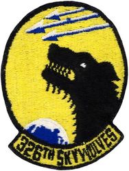 326th Fighter-Interceptor Squadron
Constituted 326th Fighter Squadron on 24 Jun 1942. Activated on 10 Jul 1942. Disbanded on 31 Mar 1944. Reconstituted, and redesignated 326th Fighter Interceptor Squadron on 23 Mar 1953. Activated on 18 Dec 1953. Inactivated on 2 Jan 1967.

Emblem. Approved 5 Sep 1961.

