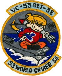Composite Squadron 33 (VC-33) Detachment 38
Established  Composite Squadron 33 (VC-33) "Ironmen" on 31 May 1949; All Weather Attack Squadron 33 (VA(AW)-33) on 2 Jul 1956, Airborne Early Warning Squadron 33 (VAW-33) on 30 Jun 1959; Electronic Attack Squadron 33 (VAQ-33) on 1 Feb 1968-01 Oct 1993. 

2 Nov 1953-19 Aug 1954, USS Tarawa (CV-40), CVG-3, Douglas AD-5N Skyraider

 
