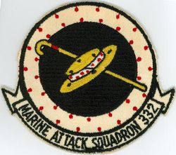 Marine Attack Squadron 332 (VMA-332)
Established as Marine Scout Bomber Squadron 332 (VMSB-332) in Jun 1942. Redesignated Marine Torpedo Bombing Squadron 332 (VMTB-332) on 1 Mar 1945. Decactivated in 1945. Recommissioned Marine Attack Squadron 332 (VMA-332) on 23 Apr 1952. Redesignated Marine All Weather Attack Squadron 332 (VMA(AW)-332) on 20 Aug 1968; Marine All Weather Fighter Attack Squadron 332 (VMFA(AW)-332) on 16 Jun 1993. Deactivated on 30 Mar 2007.

Douglas SBD Dauntless, 1943-1945
Grumman TBM Avenger, 1945
Grumman F6F Hell Cat, 1952
Vought F4U Corsair, 1953
Douglas AD-1 Skyraider, 1953-1958
Douglas A-4D Skyhawk, 1958-1968
Grumman A-6 Intruder, 1968-1993
McDonnell Douglas F/A-18 Hornet, 1993-2007


