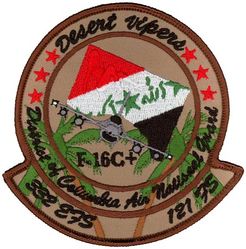 121st Expeditionary Fighter Squadron (332d Expeditionary Fighter Squadron) 
The 332d Expeditionary Fighter Squadron was a designation used to refer to Air National Guard and Air Force Reserve Command F-16 units deploying to Balad AB. While the 332d designation was widely used, its was not the proper designation of the units while deployed to Balad. The 332d is used since most Guard/Reserve units rotated in and out on a more frequent basis compared to their active duty counterparts. 
Keywords: desert