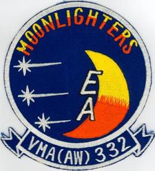 Marine All Weather Attack Squadron 332 (VMA(AW)-332) 
Established as Marine Scout Bomber Squadron 332 (VMSB-332) in Jun 1942. Redesignated Marine Torpedo Bombing Squadron 332 (VMTB-332) on 1 Mar 1945. Decactivated in 1945. Recommissioned Marine Attack Squadron 332 (VMA-332) on 23 Apr 1952. Redesignated Marine All Weather Attack Squadron 332 (VMA(AW)-332) on 20 Aug 1968; Marine All Weather Fighter Attack Squadron 332 (VMFA(AW)-332) on 16 Jun 1993. Deactivated on 30 Mar 2007.

Douglas SBD Dauntless, 1943-1945
Grumman TBM Avenger, 1945
Grumman F6F Hell Cat, 1952
Vought F4U Corsair, 1953
Douglas AD-1 Skyraider, 1953-1958
Douglas A-4D Skyhawk, 1958-1968
Grumman A-6 Intruder, 1968-1993
McDonnell Douglas F/A-18 Hornet, 1993-2007

