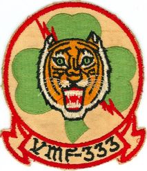 Marine Fighter Squadron 333 (VMF-333) 
Established as Marine Scout Bombing Squadron 333 (VMSB-333) on 1 Aug 1943. Redesignated Marine Fighter Bomber Squadron 333 (VMBF-333) on 14 Oct 1944. Marine Scout Bombing Squadron 333 (VMSB-333) on 20 Dec 1944. Deactivated on 1 Nov 1945. Reactivated as Marine Attack Squadron 333 (VMA-333) on 1 Aug 1952; Marine Fighter Squadron 333 (VMF-333) on 28 Jan 1957; Marine All Weather Fighter Squadron 333 (VMF(AW)-333) on 1 Feb 1966; Marine Fighter Attack Squadron 333 (VMFA-333) on 20 Jun 1966. Deactivated on 31 Mar 1992.

Douglas SBD Dauntless, 1943-1944
Vought F4U Corsair, 1944-1945, 1952-1953
Grumman F6F Hellcat, 1952
Douglas AD Skyraiders, 1953-1957
North American FJ Fury, 1957-1960
Vought F-8 Crusader, 1960-1966
McDonnell Douglas F-4 Phantom II, 1966-1987
McDonnell Douglas F/A-18 Hornet, 1987-1992

