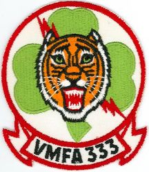 Marine Fighter Attack Squadron 333 (VMFA-333)
Established as Marine Scout Bombing Squadron 333 (VMSB-333) “Fighting Shamrocks" on 1 Aug 1943. Redesignated Marine Fighter Bomber Squadron 333 (VMBF-333) on 14 Oct 1944. Marine Scout Bombing Squadron 333 (VMSB-333) on 20 Dec 1944. Deactivated on 1 Nov 1945. Reactivated as Marine Attack Squadron 333 (VMA-333) on 1 Aug 1952; Marine Fighter Squadron 333 (VMF-333) on 28 Jan 1957; Marine All Weather Fighter Squadron 333 (VMF(AW)-333) on 1 Feb 1966; Marine Fighter Attack Squadron 333 (VMFA-333) on 20 Jun 1966. Deactivated on 31 Mar 1992.

Douglas SBD Dauntless, 1943-1944
Vought F4U Corsair, 1944-1945, 1952-1953
Grumman F6F Hellcat, 1952
Douglas AD Skyraiders, 1953-1957
North American FJ Fury, 1957-1960
Vought F-8 Crusader, 1960-1966
McDonnell Douglas F-4 Phantom II, 1966-1987
McDonnell Douglas F/A-18 Hornet, 1987-1992

