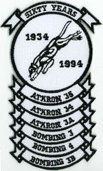 Attack Squadron 35 (VA-35) Inactivation
Established as Bombing Squadron THREE B (VB-3B) "Black Panthers" on 1 Jul 1934. Redesignated Bombing Squadron FOUR (VB-4) on 1 Jul 1937; Bombing Squadron THREE (VB-3) on 1 Jul 1939; Attack Squadron THREE A (VA-3A) on 15 Nov 1946; Attack Squadron THIRTY FOUR (VA34) on 7 Aug 1948; Attack Squadron THIRTY FIVE (VA35) on 15 Feb 1950. Disestablished on 31 Jan 1995. The second squadron to be assigned the VA-35 designation. 

Douglas AD-3; AD-4; AD-4B; AD-4L; AD-4N; AD-5; AD-6; A-IH Skyraider, 1950-1965
Grumman A-6A/B/C/E/KA-6D Intruder, 1965-1995

