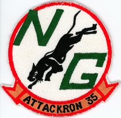 Attack Squadron 35 (VA-35) A-6
Established as Bombing Squadron THREE B (VB-3B) "Black Panthers" on 1 Jul 1934. Redesignated Bombing Squadron FOUR (VB-4) on 1 Jul 1937; Bombing Squadron THREE (VB-3) on 1 Jul 1939; Attack Squadron THREE A (VA-3A) on 15 Nov 1946; Attack Squadron THIRTY FOUR (VA34) on 7 Aug 1948; Attack Squadron THIRTY FIVE (VA35) on 15 Feb 1950. Disestablished on 31 Jan 1995. The second squadron to be assigned the VA-35 designation. 

Douglas AD-3; AD-4; AD-4B; AD-4L; AD-4N; AD-5; AD-6; A-IH Skyraider, 1950-1965
Grumman A-6A/B/C/E/KA-6D Intruder, 1965-1995

