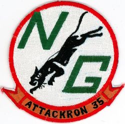 Attack Squadron 35 (VA-35) A-6
Established as Bombing Squadron THREE B (VB-3B) "Black Panthers" on 1 Jul 1934. Redesignated Bombing Squadron FOUR (VB-4) on 1 Jul 1937; Bombing Squadron THREE (VB-3) on 1 Jul 1939; Attack Squadron THREE A (VA-3A) on 15 Nov 1946; Attack Squadron THIRTY FOUR (VA34) on 7 Aug 1948; Attack Squadron THIRTY FIVE (VA35) on 15 Feb 1950. Disestablished on 31 Jan 1995. The second squadron to be assigned the VA-35 designation. 

Douglas AD-3; AD-4; AD-4B; AD-4L; AD-4N; AD-5; AD-6; A-IH Skyraider, 1950-1965
Grumman A-6A/B/C/E/KA-6D Intruder, 1965-1995

