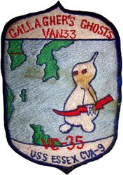 Composite Squadron 35 (VC-35) Detachment A VAN-33
Established as Composite Squadron THIRTY FIVE (VC-35) on 25 May 1950. Redesignated Attack Squadron (All Weather) THIRTY FIVE (VA(AW)-35) on 1 July 1956. Redesignated Attack Squadron ONE TWENTY TWO (VA-122) on 29 June 1959. Disestablished on 31 May 1991.

Deployment: 1 Nov 1954-21 Jun 1955, USS Essex (CV-9), CVG-2, Douglas AD-5N Skyraider


