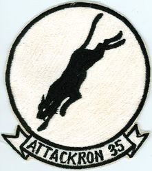 Attack Squadron 35 (VA-35) 
Established as Bombing Squadron THREE B (VB-3B) "Black Panthers" on 1 Jul 1934. Redesignated Bombing Squadron FOUR (VB-4) on 1 Jul 1937; Bombing Squadron THREE (VB-3) on 1 Jul 1939; Attack Squadron THREE A (VA-3A) on 15 Nov 1946; Attack Squadron THIRTY FOUR (VA34) on 7 Aug 1948; Attack Squadron THIRTY FIVE (VA35) on 15 Feb 1950. Disestablished on 31 Jan 1995. The second squadron to be assigned the VA-35 designation. 
Douglas AD-3; AD-4; AD-4B; AD-4L; AD-4N; AD-5; AD-6; A-IH Skyraider, 1950-1965
Grumman A-6A/B/C/E/KA-6D Intruder, 1965-1995

