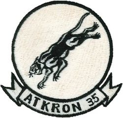 Attack Squadron 35 (VA-35) 
Established as Bombing Squadron THREE B (VB-3B) "Black Panthers" on 1 Jul 1934. Redesignated Bombing Squadron FOUR (VB-4) on 1 Jul 1937; Bombing Squadron THREE (VB-3) on 1 Jul 1939; Attack Squadron THREE A (VA-3A) on 15 Nov 1946; Attack Squadron THIRTY FOUR (VA34) on 7 Aug 1948; Attack Squadron THIRTY FIVE (VA35) on 15 Feb 1950. Disestablished on 31 Jan 1995. The second squadron to be assigned the VA-35 designation. 

Douglas AD-3; AD-4; AD-4B; AD-4L; AD-4N; AD-5; AD-6; A-IH Skyraider, 1950-1965
Grumman A-6A/B/C/E/KA-6D Intruder, 1965-1995

