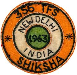 356th Tactical Fighter Squadron Exercise SHIKSHA 1963
Nov 1963. Exercise SHIKSHA was a joint US/UK/Indian operation which provided the participants to: Augment, exercise, and improve the Indian air defense system; train Indian air defense personnel, and familiarize US and UK personnel with operating conditions in India. 
