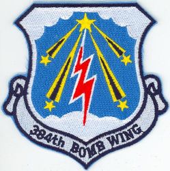 384th Bomb Wing
Established as 384th Bombardment Wing, Medium, on 23 Mar 1953. Activated on 1 Aug 1955. Discontinued, and inactivated, on 1 Sep 1964. Redesignated 384th Air Refueling Wing, Heavy, on 15 Nov 1972. Activated on 1 Dec 1972; 384th Bombardment Wing, Heavy on 1 Jul 1987; 384th Wing, 1 Sep 1991; 384th Bomb Wing on 1 Jun 1992. Inactivated with personnel and equipment being absorbed by 384th Bomb Group, 1 Jan 1994. Redesignated 384th Air Expeditionary Wing on 3 Sep 2003. Activated by redesignation of 384th Air Expeditionary Group on 3 Sep 2003. Inactivated in 2004.
