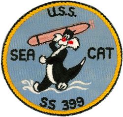 SS-399 USS Sea Cat
USS Sea Cat (SS/AGSS-399)
Class and type: Balao class diesel-electric submarine
Builder: Portsmouth Naval Shipyard, Kittery, Maine
Laid down: 30 Oct 1943
Launched: 21 Feb 1944
Commissioned: 16 May 1944
Decommissioned: 2 Dec 1968
Struck: 2 Decr 1968
Fate: Sold for scrap, 18 May 1973
