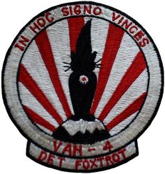 Heavy Attack Squadron 4 (VAH-4) Detachment Foxtrot CVW-14 Western Pacific Cruise 1965-1966
Established as USNR Patrol Squadron Nine Three One (VP-931) on 2 Sep 1950. Redesignated Heavy Attack Squadron Four (VAH-4) on 3 Jul 1956; VAQ-131 on 1 Nov 1968-.

Deployment. 10 Dec 1965-25 Aug 1966 USS Ranger (CVA-61) CVW-14, Det. F, Douglas A-3B Skywarrior, Western Pacific/Vietnam

