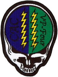 Patrol Squadron 4 (VP-4) Combat Air Crew 11
Established as Bombing Squadron ONE HUNDRED FORTY FOUR (VB-144) on 1 July 1943. Redesignated Patrol Bombing Squadron ONE HUNDRED FORTY FOUR (VPB-144) on 1 October 1944. Redesignated Patrol Squadron ONE HUNDRED FORTY FOUR (VP-144) on 15 May 1946. Redesignated Medium Patrol Squadron (Landplane) ONE HUNDRED FORTY FOUR (VP-ML-4) on 15 November 1946. Redesignated Patrol Squadron FOUR (VP-4) on 1 September 1948, the second squadron to be assigned the VP-4 designation.

Boeing P-8 Poseidon, 2016-.

The Skinny Dragon design was altered slightly in honor of the squadron’s 50th anniversary in 1993. Approved by CNO on 25 Mar 1993.

