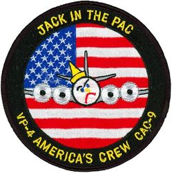 Patrol Squadron 4 (VP-4) Combat Air Crew 9
Established as Bombing Squadron ONE HUNDRED FORTY FOUR (VB-144) on 1 Jul 1943. Redesignated Patrol Bombing Squadron ONE HUNDRED FORTY FOUR (VPB-144) on 1 Oct 1944; Patrol Squadron ONE HUNDRED FORTY FOUR (VP-144) on 15 May 1946; Medium Patrol Squadron (Landplane) ONE HUNDRED FORTY FOUR (VP-ML-4) on 15 Nov 1946; Patrol Squadron FOUR (VP-4) "Skinny Dragons" on 1 Sep 1948-.
Lockheed P-3C UIIIR Orion
