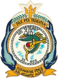 SS-408 USS Sennet
Namesake. The Sennet, Sphyraena borealis, is an ocean-going species of fish in the barracuda family
Builder: Portsmouth Naval Shipyard, Kittery, ME
Laid down. 8 Mar 1944
Launched. 6 Jun 1944
Commissioned. 22 Aug 1944
Decommissioned. 2 Dec 1968
Stricken	. 2 Dec 1968
Fate. Sold for scrap, 15 June 1973
Class and type. Balao class diesel-electric submarine
Displacement:	
1,526 long tons (1,550 t) surfaced
2,391 tons (2,429 t) submerged
Length. 	311 ft 6 in (94.95 m)
Beam. 27 ft 3 in (8.31 m)
Draft. 16 ft 10 in (5.13 m) maximum
Propulsion:	
4 × Fairbanks-Morse Model 38D8-⅛ 10-cylinder opposed piston diesel engines driving electrical generators
2 × 126-cell Sargo batteries
4 × high-speed Elliott electric motors with reduction gears
two propellers]
5,400 shp (4.0 MW) surfaced
2,740 shp (2.0 MW) submerged
Speed. 20.25 knots (38 km/h) surfaced; 8.75 knots (16 km/h) submerged
Range. 11,000 nautical miles (20,000 km) surfaced at 10 kn (19 km/h)
Endurance. 48 hours at 2 knots (3.7 km/h) submerged; 75 days on patrol
Test depth. 400 ft (120 m)
Complement. 10 officers, 70–71 enlisted
Armament:	
10 × 21-inch (533 mm) torpedo tubes
6 forward, 4 aft
24 torpedoes
1 × 5-inch (127 mm) / 25 caliber deck gun
Bofors 40 mm and Oerlikon 20 mm cannon

