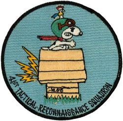 41st Tactical Reconnaissance Squadron Operation RIVET RACER
Organized as Company A, 4th Balloon Squadron on 13 Nov 1917. Redesignated: 9th Balloon Company on 25 Jul 1918; 9th Airship Company on 30 Aug 1921; 9th Airship Squadron on 26 Oct 1933; 1st Observation Squadron on 1 Jun 1937; 1st Observation Squadron (Medium) on 13 Jan 1942; 1st Observation Squadron on 4 Jul 1942; 1st Reconnaissance Squadron (Special) on 25 Jun 1943; 41st Photographic Reconnaissance Squadron on 25 Nov 1944; 41st Tactical Reconnaissance Squadron on 24 Jan 1946. Inactivated on 17 Jun 1946. Redesignated 41st Tactical Reconnaissance Squadron, Night-Photographic, on 14 Jan 1954. Activated on 18 Mar 1954. Inactivated on 18 May 1959. Redesignated 41st Tactical Reconnaissance Squadron, Photo-Jet, and activated, on 30 Jun 1965. Organized on 1 Oct 1965. Redesignated: 41st Tactical Reconnaissance Squadron on 8 Oct 1966; 41st Tactical Electronic Warfare Squadron on 15 Mar 1967. Inactivated on 31 Oct 1969.
Keywords: snoopy