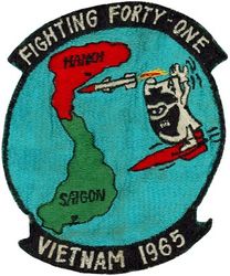 Fighter Squadron 41 (VF-41) VIETNAM CRUISE 1965
Established as Fighter Squadron SEVEN FIVE A (VF-75A) on 1 Jun 1945. Redesignated Fighter Squadron SEVEN FIVE (VF-75) on 1 Aug 1945; Fighter Squadron THREE B (VF-3B) on 15 Nov 1946; Fighter Squadron FOUR ONE (VF-41) on 1 Sep 1948. Disestablished on 8 Jun 1950. Reestablished on 1 Sep 1950. Redesignated Strike Fighter Squadron FOUR ONE (VFA-41) in Dec 2001-.

Vought F4U-4/5 Corsair, 1945-1953
McDonnell F2H-3 Banshee, 1953-1958
McDonnell F3H-2 Demon, 1958-1962
McDonnell Douglas F-4B/J/N Phantom II, 1962-1976
Grumman F-14-A Tomcat, 1976-2001


