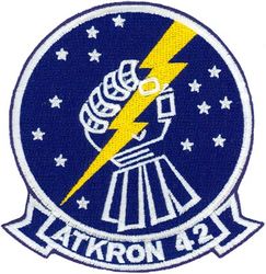 Attack Squadron 42 (VA-42)
Established as Fighter Squadron FORTY TWO (VF-42) on 1 Sep 1950. Redesignated Attack Squadron FORTY TWO (VA-42) "Green Pawns" on 1 Nov 1953. Disestablished on 30 Sep 1994. The first squadron to be assigned the VA-42 designation.

New insignia (Thunderbolts) was approved by CNO on 19 Oct 1992.

Grumman A-6E/KA-6D Intruder

