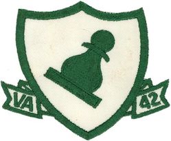 Attack Squadron 42 (VA-42)
Established as Fighter Squadron FORTY TWO (VF-42) on 1 Sep 1950. Redesignated Attack Squadron FORTY TWO (VA-42) "Green Pawns" on 1 Nov 1953. Disestablished on 30 Sep 1994. The first squadron to be assigned the VA-42 designation.

Grumman A-6A/B/C/E/KA-6D Intruder, 1963-1994

The insignia for VA-42, the green pawn, was originally approved by CNO for Bombing and Fighting Squadron 75 (VBF-75) on 28 Oct 1946. When VBF-75 was redesignated VF-4B on 15 Nov 1946, the insignia was carried over for use by Fighting Squadron 4B (VF-4B). On 1 Sep 1948 VF-4B was redesignated Fighting Squadron 42 (VF-42). This squadron continued to use the green pawn insignia until it was disestablished on 8 Jun 1950. When a new Fighting Squadron 42 (VF-42) was established on 1 Sep 1950 they adopted the green pawn insignia that had been used by the former VF-42. In 1953 the insignia was carried over to VA-42 following its redesignation from VF-42.


