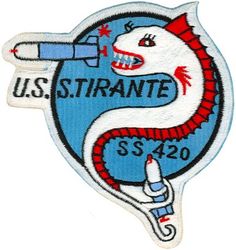 SS-420 USS Tirante
Namesake. The Tirante, a silvery, elongated "cutlass fish" found in waters off Cuba
Builder. Portsmouth Naval Shipyard, Kittery, ME
Laid down. 28 Apr 1944
Launched. 9 Aug 1944
Commissioned. 6 Nov 1944
Decommissioned. 20 Jul 1946
Recommissioned. 26 Nov 1952
Decommissioned. 1 Oct 1973
Stricken	. 1 Oct 1973
Fate. Sold for scrap, 21 Mar 1974
Class and type. Tench-class diesel-electric submarine
Displacement:
1,570 tons (1,595 t) surfaced 
2,414 tons (2,453 t) submerged 
Length. 311 ft 8 in (95.00 m) 
Beam. 27 ft 4 in (8.33 m) 
Draft. 17 ft (5.2 m) maximum 
Propulsion	
4 × Fairbanks-Morse Model 38D8-⅛ 10-cylinder opposed piston diesel engines driving electrical generators
2 × 126-cell Sargo batteries
2 × low-speed direct-drive General Electric electric motors
two propellers 
5,400 shp (4.0 MW) surfaced
2,740 shp (2.0 MW) submerged
Speed. 20.25 knots (38 km/h) surfaced; 8.75 knots (16 km/h) submerged 
Range. 11,000 nautical miles (20,000 km) surfaced at 10 knots (19 km/h)
Endurance. 48 hours at 2 knots (3.7 km/h) submerged; 75 days on patrol
Test depth. 400 ft (120 m) 
Complement. 10 officers, 71 enlisted 
Armament:	
10 × 21-inch (533 mm) torpedo tubes
6 forward, 4 aft)
28 torpedoes
1 × 5-inch (127 mm) / 25 caliber deck gun
Bofors 40 mm and Oerlikon 20 mm cannon

