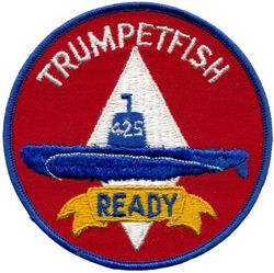 SS-425 USS Trumpetfish
Namesake. The trumpetfish, several any of fish so-called for their deep, compressed body and long, tubular snout
Builder. Cramp Shipbuilding Company, Philadelphia, PA
Laid down. 23 Aug 1943
Launched. 13 May 1945
Commissioned. 29 Jan 1946
Decommissioned. 15 Oct 1973
Stricken	. 15 Oct 1973
Fate. Transferred to Brazil, 15 Oct 1973
Class and type. Balao-class diesel-electric submarine
Displacement:	
1,526 long tons (1,550 t) surfaced
2,424 long tons (2,463 t) submerged
Length. 311 ft 9 in (95.02 m)
Beam. 27 ft 3 in (8.31 m)
Draft. 16 ft 10 in (5.13 m) maximum
Propulsion:	
4 × Fairbanks-Morse Model 38D8-⅛ 10-cylinder opposed piston diesel engines driving electrical generators
2 × 126-cell Sargo batteries
2 × low-speed direct-drive Elliott electric motors
two propellers 
5,400 shp (4.0 MW) surfaced
2,740 shp (2.0 MW) submerged
Speed. 20.25 knots (37.50 km/h) surfaced; 8.75 knots (16.21 km/h) submerged
Range	11,000 nautical miles (20,000 km) surfaced at 10 knots (19 km/h)
Endurance. 48 hours at 2 knots (3.7 km/h) submerged; 75 days on patrol
Test depth. 400 feet (120 m)
Complement. 10 officers, 70–71 enlisted
Armament:	
10 × 21-inch (533 mm) torpedo tubes
6 forward, 4 aft
24 torpedoes
1 × 5-inch (127 mm) / 25 caliber deck gun
Bofors 40 mm and Oerlikon 20 mm cannon

General characteristics (Guppy II)
Displacement:	
1,870 long tons (1,900 t) surfaced
2,440 long tons (2,480 t) submerged
Length. 307 ft (94 m)
Beam. 27 ft 4 in (8.33 m)
Draft. 17 ft (5.2 m)
Propulsion:	
Snorkel added
Batteries upgraded to GUPPY type, capacity expanded to 504 cells (1 × 184 cell, 1 × 68 cell, and 2 × 126 cell batteries)
Speed. 18.0 knots (33.3 km/h) maximum, 13.5 knots (25.0 km/h) cruising (Surfaced); 16.0 knots (29.6 km/h) for ½ hour, 9.0 knots (16.7 km/h) snorkeling, 3.5 knots (6.5 km/h) cruising (Submerged)
Range. 15,000 nautical miles (28,000 km) surfaced at 11 knots (20 km/h)
Endurance. 48 hours at 4 knots (7.4 km/h) submerged
Complement. 9–10 officers, 5 petty officers, 70 enlisted men
Sensors and processing systems:
WFA active sonar
JT passive sonar
Mk 106 torpedo fire control system
Armament:	
10 × 21 inch (533 mm) torpedo tubes (six forward, four aft)
all guns removed

General characteristics (Guppy III)
Displacement:	
1,975 long tons (2,007 t) surfaced
2,450 long tons (2,490 t) submerged
Length. 	321 ft (98 m)
Beam. 27 ft 4 in (8.33 m)
Draft. 17 ft (5.2 m)
Speed. 17.2 knots (31.9 km/h) maximum, 12.2 knots (22.6 km/h) cruising (Surfaced); 14.5 knots (26.9 km/h) for ½ hour, 6.2 knots (11.5 km/h) snorkeling, 3.7 knots (6.9 km/h) cruising (Submerged)
Range. 15,900 nautical miles (29,400 km) surfaced at 8.5 knots (15.7 km/h)
Endurance. 36 hours at 3 knots (5.6 km/h) submerged
Complement. 8–10 officers, 5 petty officers, 70-80 enlisted men
Sensors and processing systems:
BQS-4 active search sonar
BQR-2B passive search sonar
BQG-4 passive attack sonar

