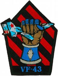 Fighter Squadron 43 (VF-43)
Established as Fighter Squadron SEVEN FOUR A (VF-74A) on 1 May 1945. Redesignated Fighter Squadron SEVEN FOUR (VF-74) on 1 Aug 1945; Fighter Squadron ONE B (VF-1B) on 15 Nov 1946; Fighter Squadron TWO ONE (VF-21) on 1 Sep 1948; Attack Squadron FOUR THREE (VA-43) “Mach Busters” on 1 Jul 1959;  Fighter Squadron FOUR THREE (VF-43) on 1 Jul 1973. Disestablished on 1 Jul 1994.

Douglas A4D-1/2/2N/A-4A/C/E/F/TA-4J Skyhawk.
Northrop Corp. T-38 Talon
Northrop Corp. F-5E Tiger II
IAI (Israeli) F-21 Kfir.
General Dynamics F-16N Viper

