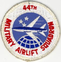 44th Military Airlift Squadron 
Constituted as the 44th Ferrying Squadron on 15 Sep 1942. Redesignated 44th Transport Squadron on 24 Mar 1943. Disbanded on 30 Sep 1943. Reconstituted as the 44th Air Transport Squadron, Heavy on 20 Apr 1953; 44th Air Transport Squadron, Medium on 1 Jul 1953. Inactivated on 14 Nov 1955. Redesignated 44th Air Transport Squadron, Heavy on 1 Nov 1961. Redesignated 44th Military Airlift Squadron on 8 Jan 1966. Inactivated on 1 Mar 1972.
