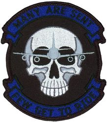 55th Wing RC-135U Morale
This patch is attributed to the wing because it is common to three of its squadrons:  38th, 45th, and 343d Reconnaissance Squadrons.  The design of the RC-135 aircraft superimposed over a skull was first used on the A-Flight patch of the 343 RS. 
