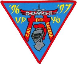 Patrol Squadron 46 (VP-46) WESTPAC CRUISE 1996-1997
Established as Patrol Squadron FIVE-S (VP-5S) on 1 Jul 1931. Redesignated Patrol Squadron FIVE-F (VP-5F) on 1 Apr 1933.  Redesignated Patrol Squadron FIVE (VP-5) on 1 Octr 1937. Redesignated Patrol Squadron THIRTY-THREE (VP 33) on 1 Jul 1939. Redesignated Patrol Squadron THIRTY-TWO (VP-32) on 1 Oct 1941. Redesignated Patrol Bombing Squadron THIRTY TWO (VPB-32) on 1 Oct 1944. Redesignated Patrol Squadron THIRTY-TWO (VP-32) on 15 May 1946. Redesignated Medium Patrol Squadron (Seaplane) SIX (VP-MS-6) on 15 Nov 1946. Redesignated Patrol Squadron FORTY-SIX (VP-46) "Grey Knights" on 1 Sep 1948-.

Lockheed P-3C UIIIR Orion

