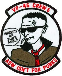 Patrol Squadron 46 (VP-46) Combat Aircrew 5
Established as Patrol Squadron FIVE-S (VP-5S) on 1 Jul 1931. Redesignated Patrol Squadron FIVE-F (VP-5F) on 1 Apr 1933.  Redesignated Patrol Squadron FIVE (VP-5) on 1 Octr 1937. Redesignated Patrol Squadron THIRTY-THREE (VP 33) on 1 Jul 1939. Redesignated Patrol Squadron THIRTY-TWO (VP-32) on 1 Oct 1941. Redesignated Patrol Bombing Squadron THIRTY TWO (VPB-32) on 1 Oct 1944. Redesignated Patrol Squadron THIRTY-TWO (VP-32) on 15 May 1946. Redesignated Medium Patrol Squadron (Seaplane) SIX (VP-MS-6) on 15 Nov 1946. Redesignated Patrol Squadron FORTY-SIX (VP-46) "Grey Knights" on 1 Sep 1948-.

Lockheed P-3C UIIIR Orion

