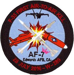 461st Flight Test Squadron F-35 First Air to Air Kill 2016
