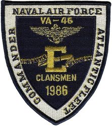 Attack Squadron 46 (VA-46) Battle Effectiveness Award 1986
Established as Attack Squadron FORTY SIX (VA-46) "Fighting Clansmen" on 24 May 1955. Disestablished on 30 Jun 1991. The first squadron to be assigned the VA-46 designation.

Vought A-7E Corsair II
