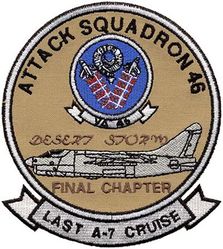 Attack Squadron 46 (VA-46) Operation DESERT STORM
Established as Attack Squadron FORTY SIX (VA-46) "Fighting Clansmen" on 24 May 1955. Disestablished on 30 Jun 1991. The first squadron to be assigned the VA-46 designation.

Vought A-7E Corsair II
