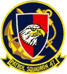 Patrol Squadron 47 (VP-47)
VP-47 "Golden Swordsmen"
1964- (2d insignia)
Established as VP-27 on 1 Jun 1944; VPB-27 on 1 Oct 1944; VP-27 on 15 May 1946; VP-MS-7 on 15 Nov 1946; VP-47 on 1 Sep 1948-.
Lockheed P-3A/B/C Orion
