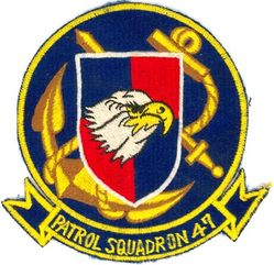 Patrol Squadron 47 (VP-47)
VP-47 "Golden Swordsmen"
1964- (2d insignia)
Established as VP-27 on 1 Jun 1944; VPB-27 on 1 Oct 1944; VP-27 on 15 May 1946; VP-MS-7 on 15 Nov 1946; VP-47 on 1 Sep 1948-.
Lockheed P-3A/B/C Orion

