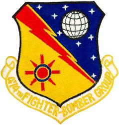 474th Fighter-Bomber Group 
Constituted as 474th Fighter Group on 26 May 1943. Activated on 1 Aug 1943. Inactivated on 8 Dec 1945. Redesignated 474th Fighter-Bomber Group and activated on 10 Jul 1952. Inactivated on 1 Jul 1958.

Insignia approved on 22 Jun 1955.

