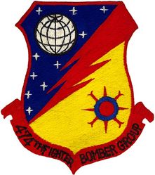 474th Fighter-Bomber Group
Constituted as 474th Fighter Group on 26 May 1943. Activated on 1 Aug 1943. Inactivated on 8 Dec 1945. Redesignated 474th Fighter-Bomber Group and activated on 10 Jul 1952. Inactivated on 1 Jul 1958.

Insignia approved on 22 Jun 1955.
