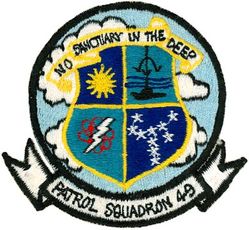 Patrol Squadron 49 (VP-49)
VP-49
1962-1994 
Established as VP-19 on 1 Feb 1944; VPB-19 on 1 Oct 1944; VP-19 on 15 May 1946; VP-MS-9 on 15 Nov 1946; VP-49 on 1 Sep 1948-1 Mar 1994.
Martin P5M-2/SP-5B Marlin
Lockheed P-3A/C Orion 
