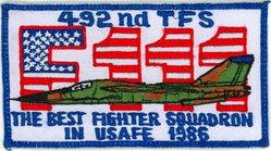 492d Tactical Fighter Squadron Best Fighter Squadron in USAFE 1986
