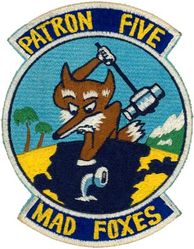 Patrol Squadron 5 (VP-5)
Established as Patrol Squadron SEVENTEEN-F (VP-17F) on 2 Jan 1937. Redesignated Patrol Squadron SEVENTEEN (VP-17) on 1 Oct 1937; Patrol Squadron FORTY TWO (VP-42) on 1 Jul 1939; Bombing Squadron ONE HUNDRED THIRTY FIVE (VB-135) on 15 Feb 1943; Patrol Bombing Squadron ONE HUNDRED THIRTY FIVE (VPB-135) on 1 Oct 1944; Patrol Squadron ONE HUNDRED THIRTY FIVE (VP-135) on 15 May 1946; Medium Patrol Squadron (Landplane) FIVE (VP-ML-5) on 15 Nov 1946; Patrol Squadron FIVE (VP-5) on 1 Sep 1948, the second squadron to be assigned the VP-5 designation.

Lockheed P2V-1/3/5/SP-2E Neptune, 1948-1966
Lockheed P-3A Orion, 1966-1971
Lockheed P-3A (DIFAR) Orion, 1971
Lockheed P-3C Orion, 1974-1989
Lockheed P-3C UIIIR Orion, 1989-2013
Boeing P-8A Poseidon, 2013-.

Insignia (2nd) “Mad Foxes” used after 1948.

