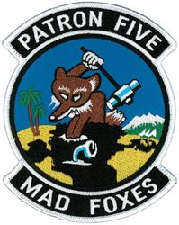 Patrol Squadron 5 (VP-5)
Established as Patrol Squadron SEVENTEEN-F (VP-17F) on 2 Jan 1937. Redesignated Patrol Squadron SEVENTEEN (VP-17) on 1 Oct 1937; Patrol Squadron FORTY TWO (VP-42) on 1 Jul 1939; Bombing Squadron ONE HUNDRED THIRTY FIVE (VB-135) on 15 Feb 1943; Patrol Bombing Squadron ONE HUNDRED THIRTY FIVE (VPB-135) on 1 Oct 1944; Patrol Squadron ONE HUNDRED THIRTY FIVE (VP-135) on 15 May 1946; Medium Patrol Squadron (Landplane) FIVE (VP-ML-5) on 15 Nov 1946; Patrol Squadron FIVE (VP-5) on 1 Sep 1948, the second squadron to be assigned the VP-5 designation.

Lockheed P2V-1/3/5/SP-2E Neptune, 1948-1966
Lockheed P-3A Orion, 1966-1971
Lockheed P-3A (DIFAR) Orion, 1971
Lockheed P-3C Orion, 1974-1989
Lockheed P-3C UIIIR Orion, 1989-2013
Boeing P-8A Poseidon, 2013-.

Insignia (2nd) “Mad Foxes” used after 1948.


