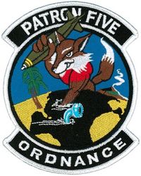 Patrol Squadron 5 (VP-5) Ordnance
Established as Patrol Squadron SEVENTEEN-F (VP-17F) on 2 Jan 1937. Redesignated Patrol Squadron SEVENTEEN (VP-17) on 1 Oct 1937; Patrol Squadron FORTY TWO (VP-42) on 1 Jul 1939; Bombing Squadron ONE HUNDRED THIRTY FIVE (VB-135) on 15 Feb 1943; Patrol Bombing Squadron ONE HUNDRED THIRTY FIVE (VPB-135) on 1 Oct 1944; Patrol Squadron ONE HUNDRED THIRTY FIVE (VP-135) on 15 May 1946; Medium Patrol Squadron (Landplane) FIVE (VP-ML-5) on 15 Nov 1946; Patrol Squadron FIVE (VP-5) on 1 Sep 1948, the second squadron to be assigned the VP-5 designation.

Lockheed P2V-1/3/5/SP-2E Neptune, 1948-1966
Lockheed P-3A Orion, 1966-1971
Lockheed P-3A (DIFAR) Orion, 1971
Lockheed P-3C Orion, 1974-1989
Lockheed P-3C UIIIR Orion, 19892013
Boeing P-8A Poseidon, 2013-.

Insignia (2nd) “Mad Foxes” used after 1948.

