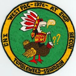 Reconnaissance Attack (Heavy) Squadron 5 (RVAH-5) Western Pacific Cruise 1976
Established as Composite Squadron Five (VC-5) in Sep 1948. Redesignated Heavy Attack Squadron Five (VAH-5) "Mushmouths, later Savage Sons "on 3 Feb 1956; Reconnaissance Attack (Heavy) Squadron Five (RVAH-5) ON 5 May 1964. Disestablished on 30 Sep 1977.

30 Jan 1976-7 Sep 1976, USS Ranger (CV-61), CVW-2, North American RA-5C Vigilante

